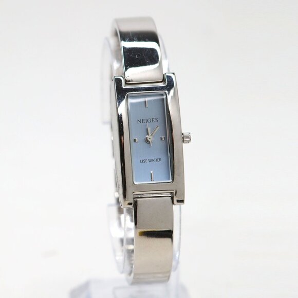 Lise Watier Neiges Delicate Silver Tone Rectangular Watch Dress Swiss Movt - Picture 2 of 10